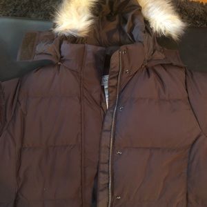 Winter full length down coat with hood